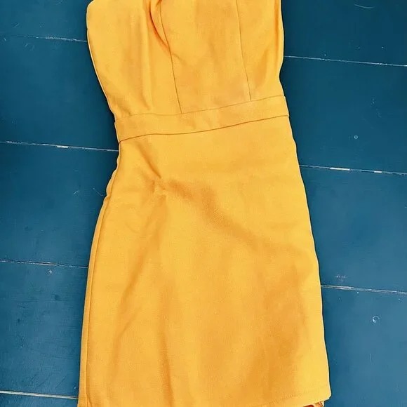Lulus Opaline Orange Strapless Skort Romper - Size M - Picture 4 of 6